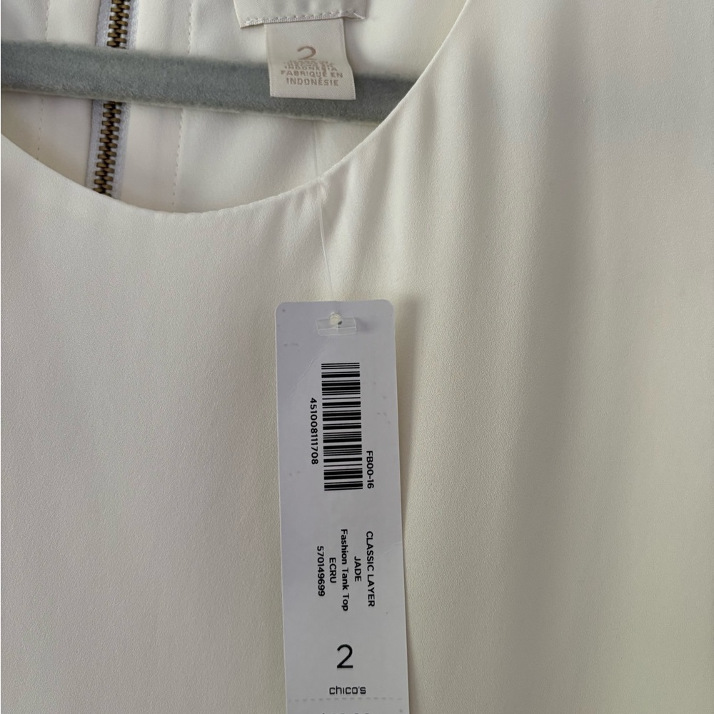 Party Ready Classic Layer Jade Tank in Ecru Chico’s  SZ 2     (US 12) - Picture 4 of 9